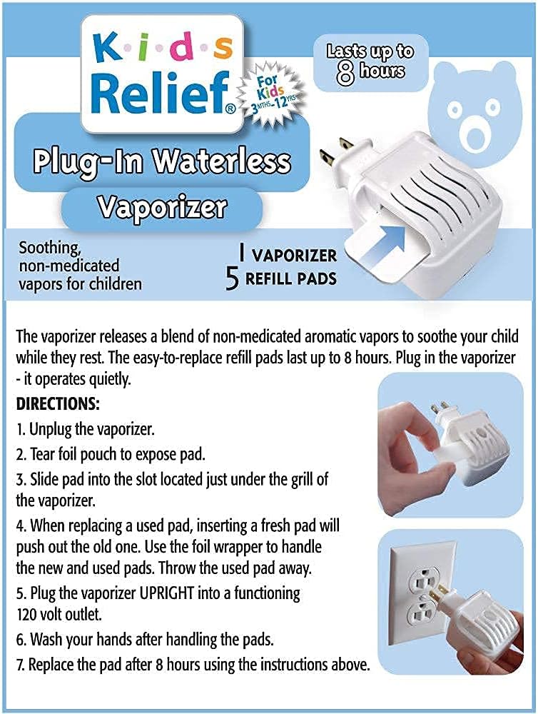Kids Relief Plugin Waterless Vaporizer Bundle with 5  5 Additional Soothing NonMedicated Lavender Menthol Eucalyptus Vapor Refills - Image 2