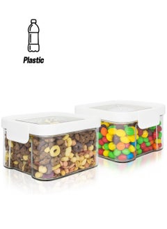 KASTWAVE Airtight Food Storage Containers, 2 Pac 460ml/15oz Thick Plastic Containers with Lids, Subpackage Fresh-keeping Box, BPA-Free & Stackable for Kitchen Pantry Storage Snack, Cookies, Sugar  - Image 1