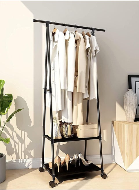 Taimi Clothes Organizer, Clothes Hamper, Metal Rack with Wheels for Easy Mobility and Space Saving - Black - 160X55X42 CM