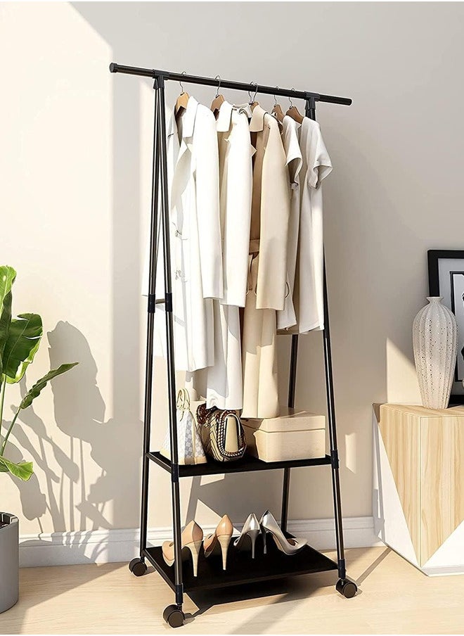 Taimi Clothes Organizer, Clothes Hamper, Metal Rack with Wheels for Easy Mobility and Space Saving - Black - 160X55X42 CM