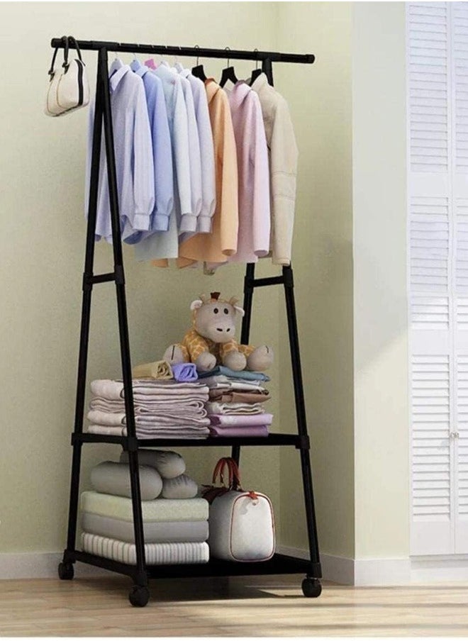 Taimi Clothes Organizer, Clothes Hamper, Metal Rack with Wheels for Easy Mobility and Space Saving - Black - 160X55X42 CM