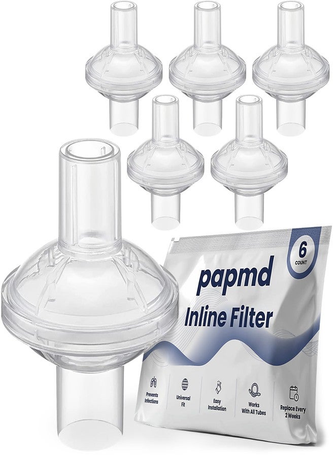 PAPMD Pap MD Inline CPAP Filters for CPAP Machines | Clean Air & Enhanced Comfort, High-Efficiency Filtration for Particles & Odors, 6 Pack for 3 Months Supply | Video Instructions - Image 1