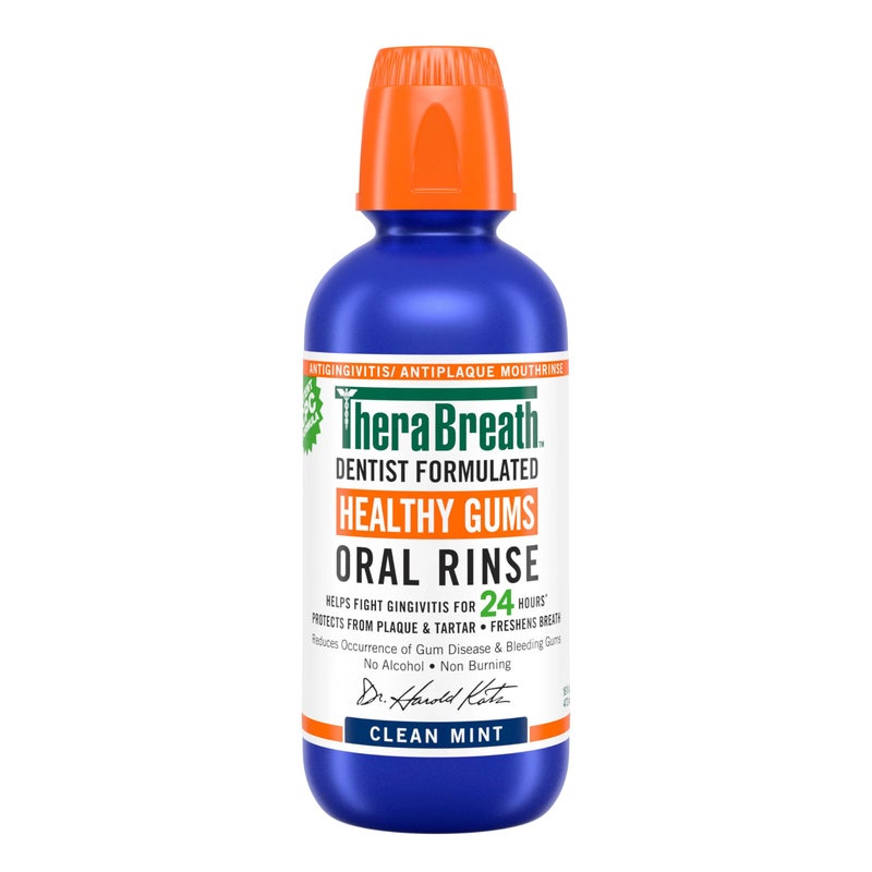TheraBreath Healthy Gums Oral Rinse Clean Mint Flavor 16 fl oz 473 ml - Image 1