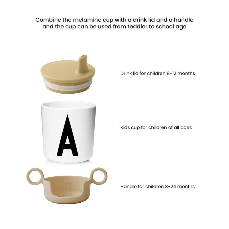 Design Letters Melamine Sippy cups for Baby 7 Oz A-Z | Kids Cups Designed in Denmark Reusable Cup for Baby 6+ Month|Learning Cup BPA/BPS Free | Children Drinking Cup Dishwasher Safe, Toddler Cup White - Image 4