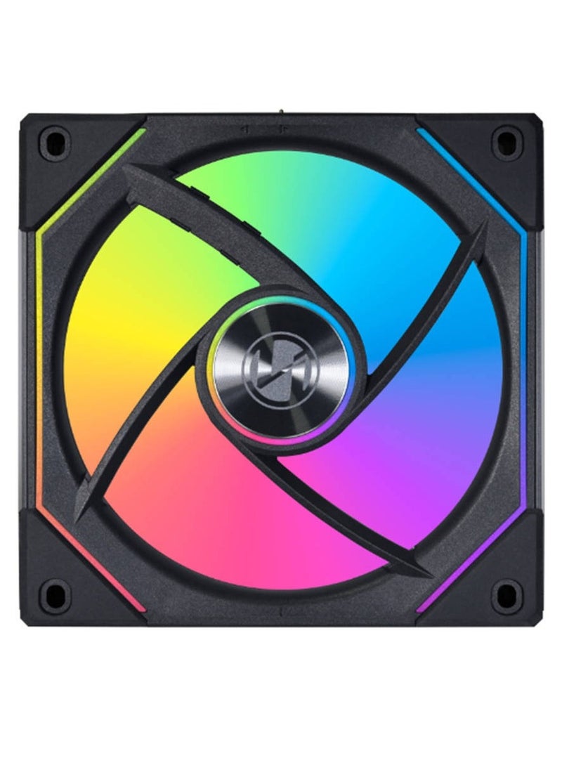 LIAN LI - مروحة Lian Li SL-Infinity 120 RGB Uni، تصميم مرآة لا متناهية، إضاءة RGB قابلة للتخصيص، 3 مراوح PWM مقاس 120 مم، سرعة المروحة 2100 دورة في الدقيقة، تدفق هواء 61.3 CFM، حزمة ثلاثية مع وحدة تحكم، أسود | G99.12SLIN3B.00 - Image 1