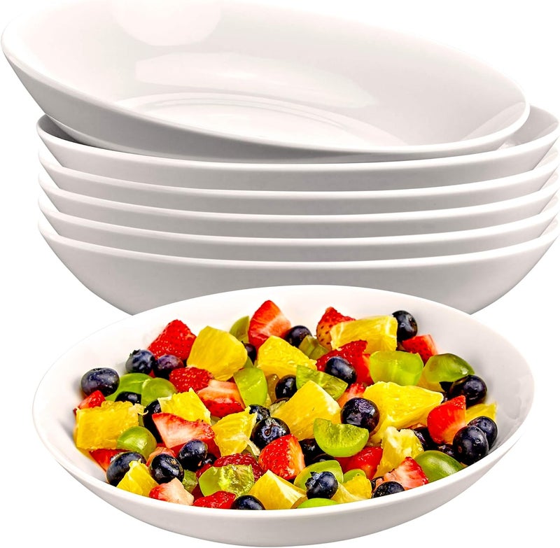 DECORDINE 6 Porcelain Pasta Bowls  Bowl Dish Set for Salad Desserts Soup  22 Ounce Eggshell White Stackable Microwaveable and DishwasherSafe Dinnerware Set  by DecorDine - Image 2