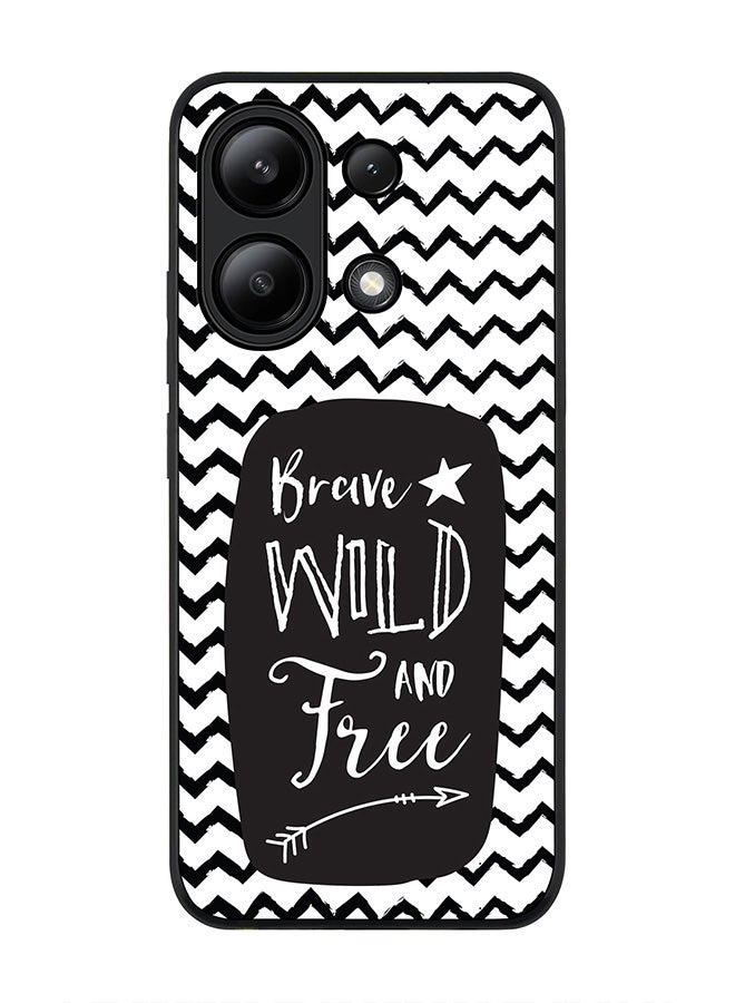 Stylizedd Rugged Black edge case for Xiaomi Redmi Note 13 4G, Slim fit Soft Case Flexible TPU Gel Thin Cover -  Brave, Wild And Free - Image 1