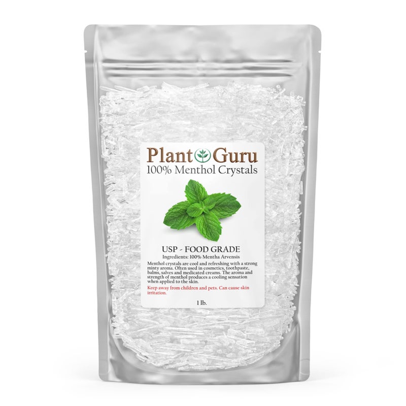 بلورات المنثول 1 رطل بالجملة من النعناع البري 100% طبيعي من الدرجة الغذائية USP ممتازة للاستخدام في مستحضرات التجميل والمراهم والبلسم والكريمات وصناعة الصابون