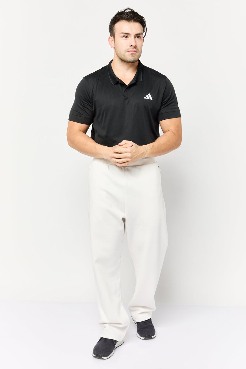 Adidas Men Sportswear Fit Basketball Sweatpants, Off White - Image 2