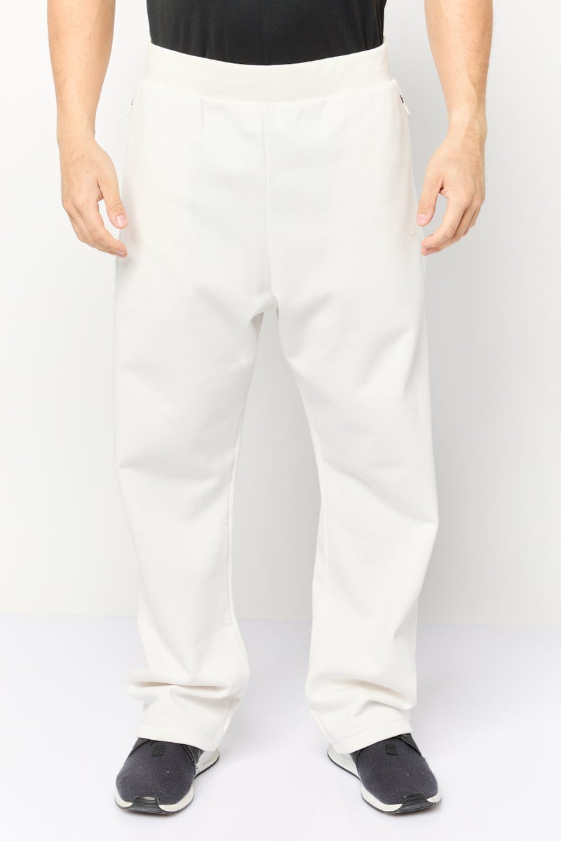 Adidas Men Sportswear Fit Basketball Sweatpants, Off White - Image 1