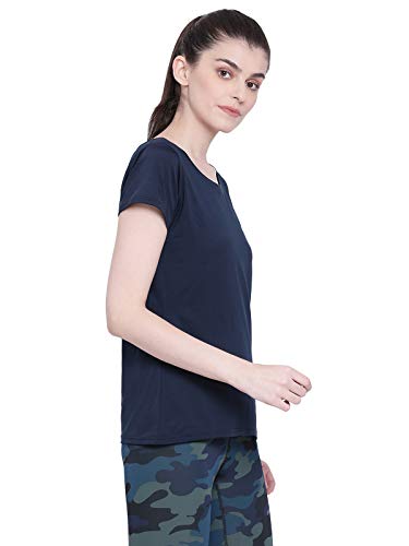 Clovia Women's Activewear Short Sleeve Sports T-Shirt (AT0112P08_Blue_M) - Image 3