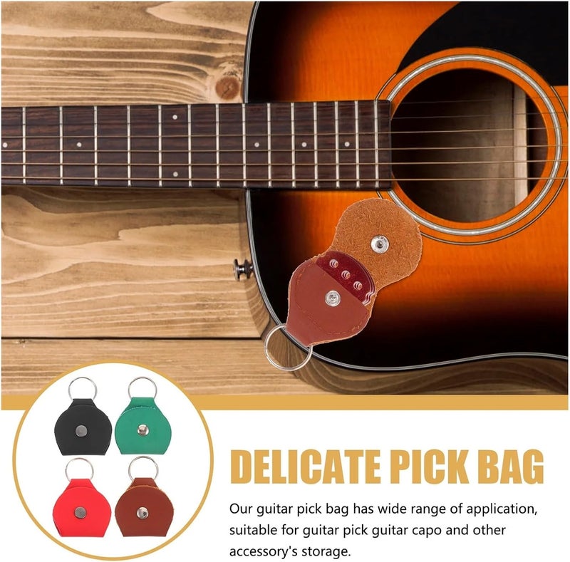 24Pcs Guitar Pick Keychain Heavy Duty PU Plectrum Holder For Accessories Portable Storage Bag Scratch Resistant - Image 3