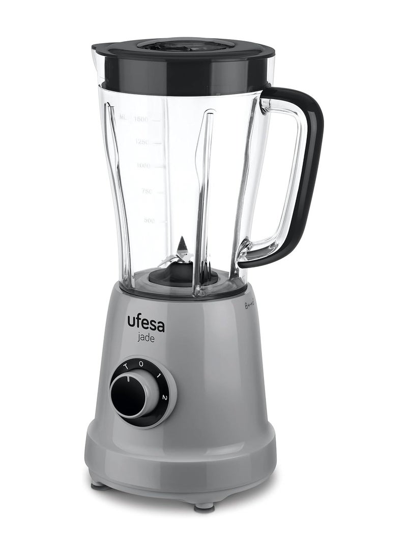 Ufesa Bs4709 Jade Glass Blender + Spice Grinder Attachment, 500W, 1.5L Pitcher, 2 Speeds + Turbo, 4 Stainless Steel Blades, Bpa Free. - Image 2