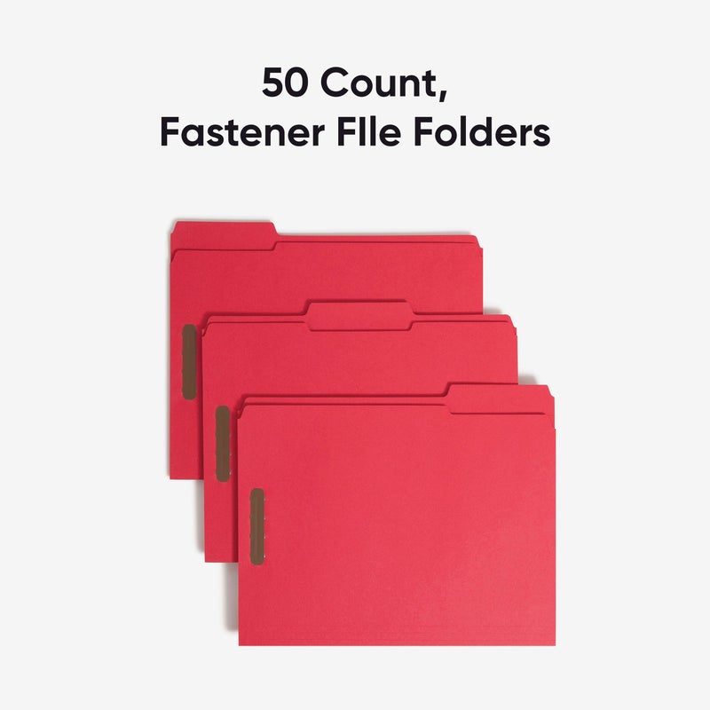 Smead Fastener File Folders, 50 Count, Red, Reinforced 1/3-Cut Tabs, 2 Fasteners, Letter Size (12740) - Image 4
