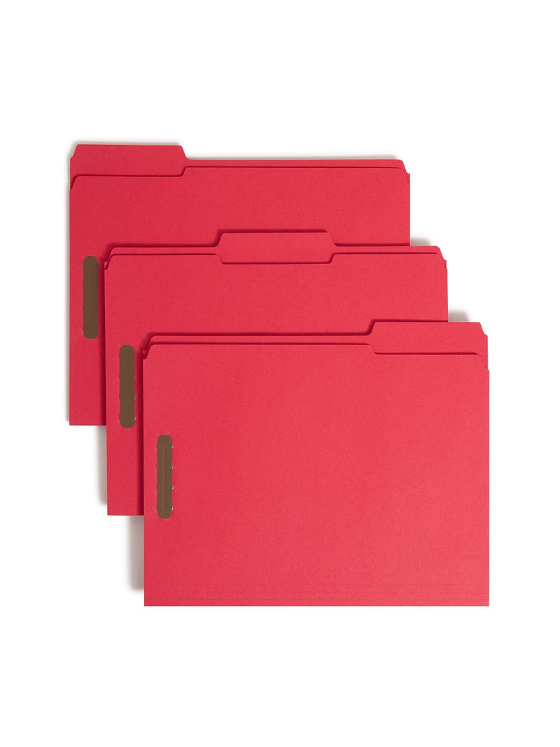 Smead Fastener File Folders, 50 Count, Red, Reinforced 1/3-Cut Tabs, 2 Fasteners, Letter Size (12740) - Image 1