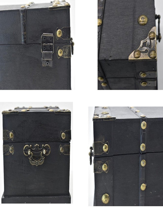 JFFCESTORE Antique Decorative Wooden Storage Chest Vintage Wood Treasure Box Trunk With Lock for House Decoration - Image 5