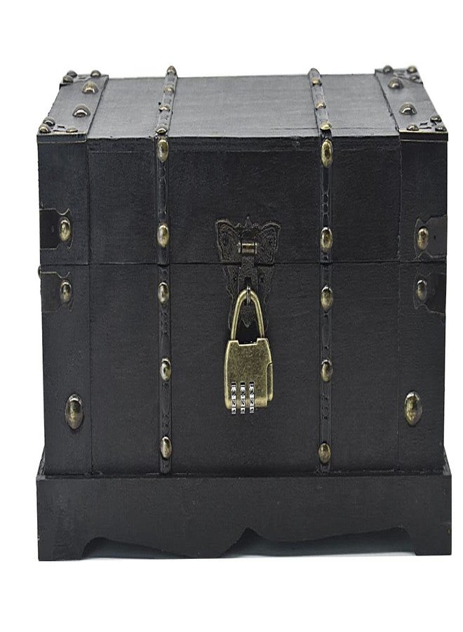 JFFCESTORE Antique Decorative Wooden Storage Chest Vintage Wood Treasure Box Trunk With Lock for House Decoration - Image 1