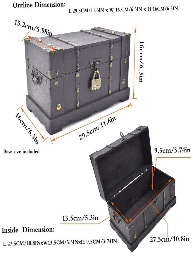 JFFCESTORE Antique Decorative Wooden Storage Chest Vintage Wood Treasure Box Trunk With Lock for House Decoration - Image 4
