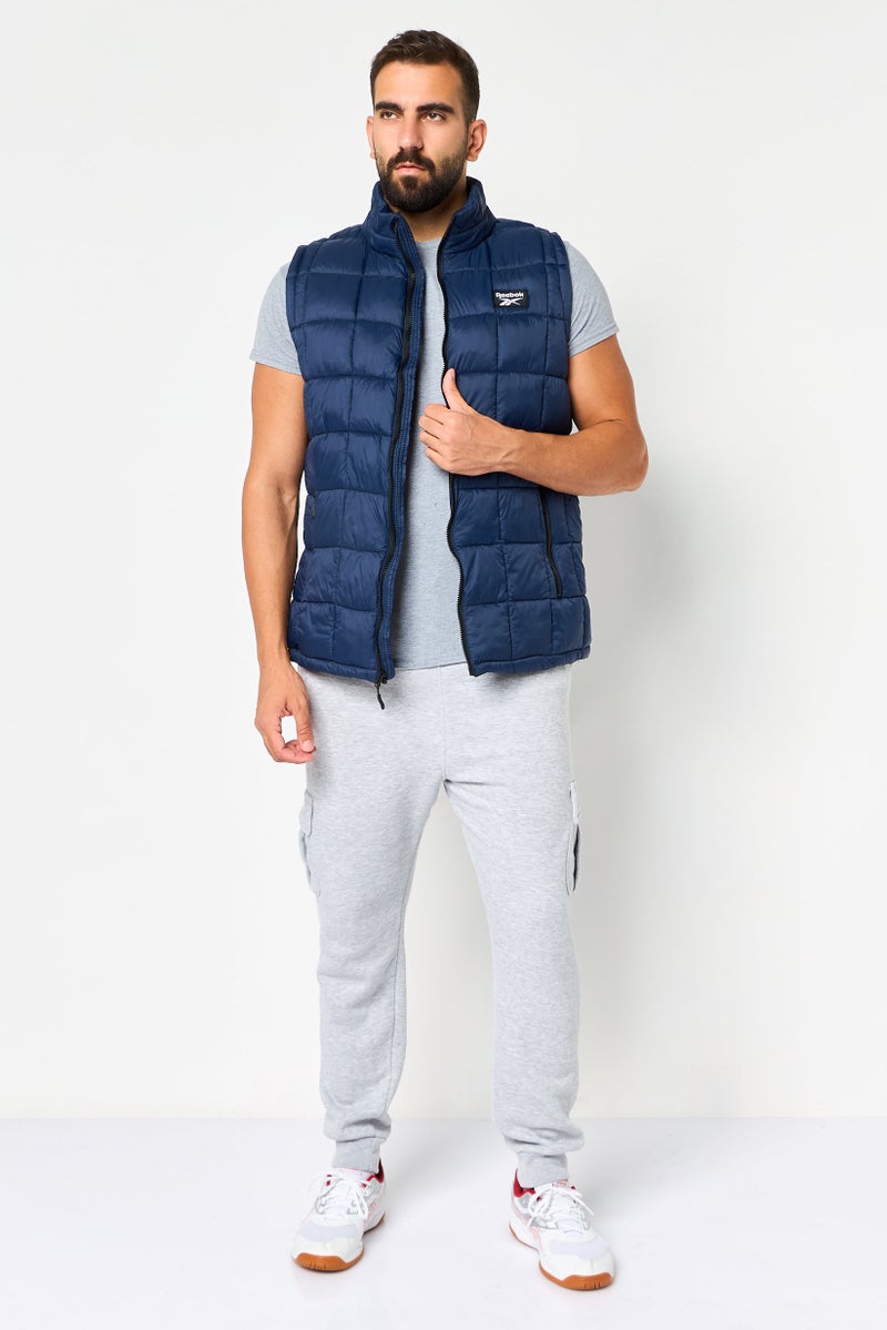 Reebok Men Sportswear Fit Sleeveless Outdoor Puffer vest Jacket, Navy Blue - Image 2