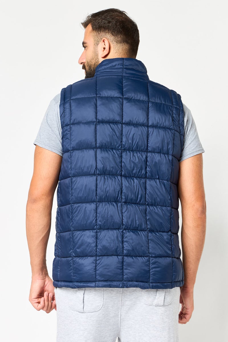 Reebok Men Sportswear Fit Sleeveless Outdoor Puffer vest Jacket, Navy Blue - Image 4