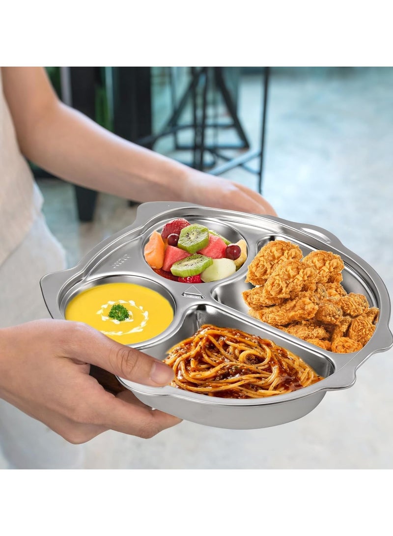 general 3-piece high-grade 304 stainless steel platter, 9-inch four-section portion control tray, for healthy eating, reusable dinner platter set for adults, children and cafeterias - Image 4