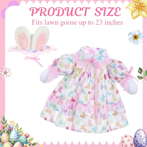 FuWeave 3 Pcs Summer Goose Outfit Bunny Eggs Lawn Porch Goose Clothes for 23 Cement Statue Outdoor Patio Yard Lawn Art DecorationRustic Style - Image 3