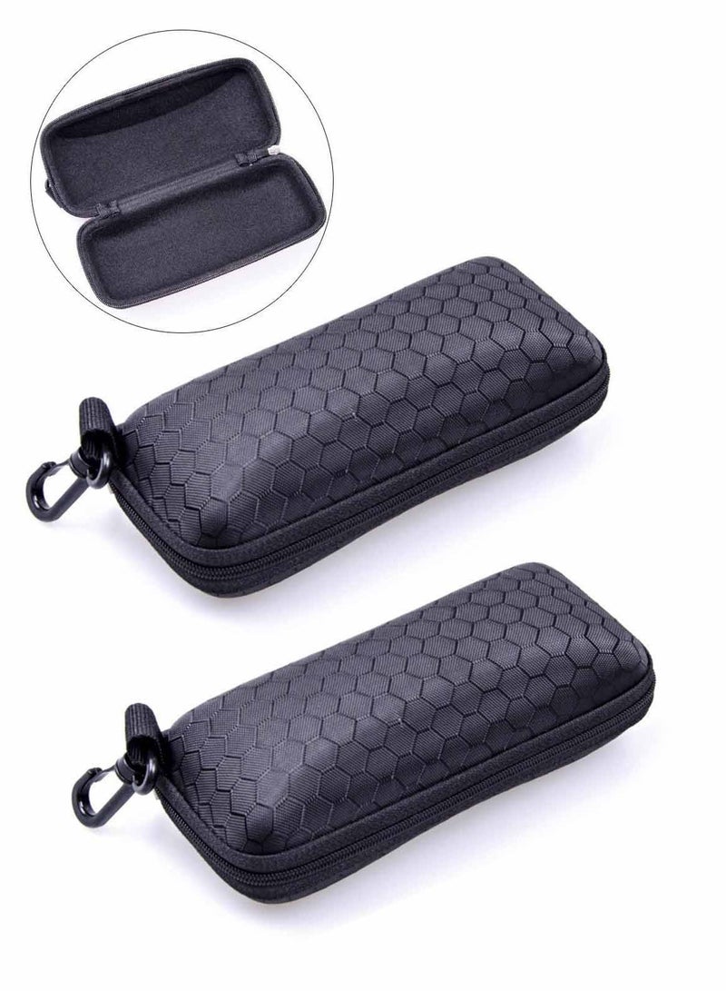 2 قطعة حقيبة نظارات شمسية مستطيلة الشكل بسحاب قابلة للحمل وحقيبة نظارات صلبة وحقيبة حماية للنظارات - Image 1