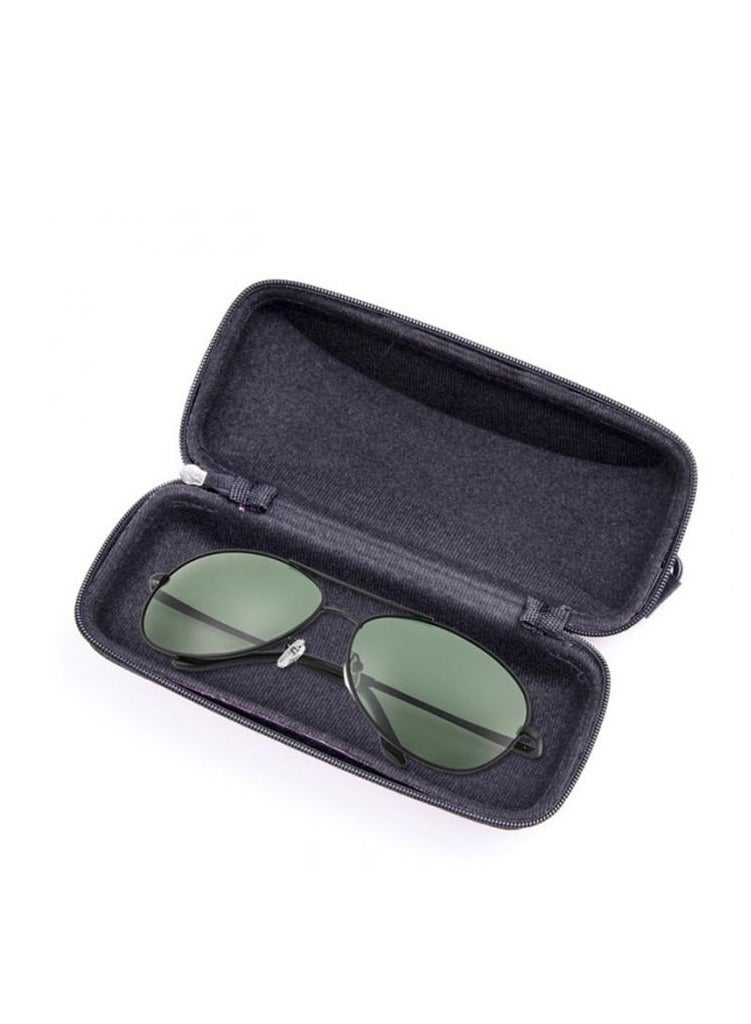 2 قطعة حقيبة نظارات شمسية مستطيلة الشكل بسحاب قابلة للحمل وحقيبة نظارات صلبة وحقيبة حماية للنظارات - Image 2