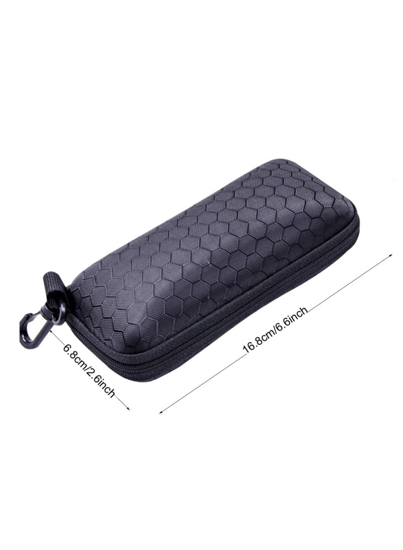 2 قطعة حقيبة نظارات شمسية مستطيلة الشكل بسحاب قابلة للحمل وحقيبة نظارات صلبة وحقيبة حماية للنظارات - Image 5