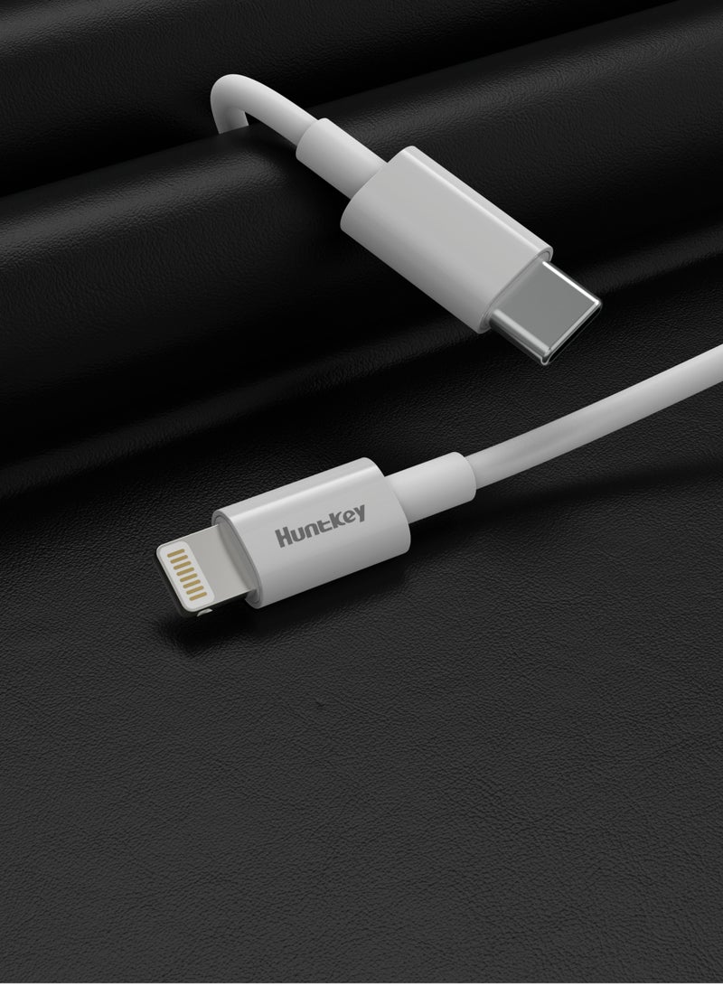 Huntkey L01 - USB C to lightning, MFI approved Fast Charging Cable, material: TPE, iPhone 14 13 12 11 Pro, iPad, iPod Current: 2.4A, 1.2M - Image 1
