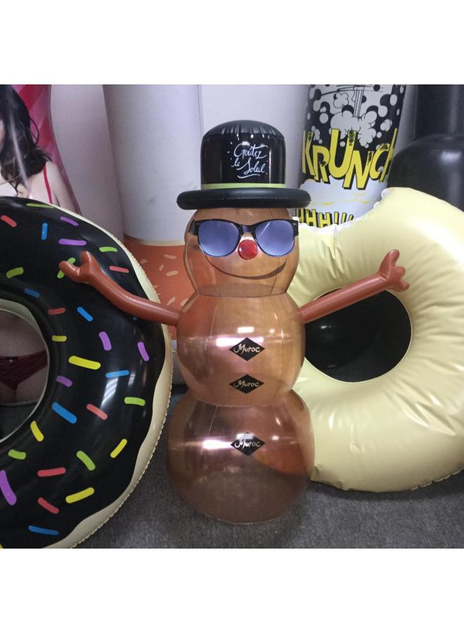 Custom Semi-transparent PVC Inflatable Snowman Inflatable Cartoon Model Children's Toy Advertising Display OEM-Color:Translucent  - Image 2