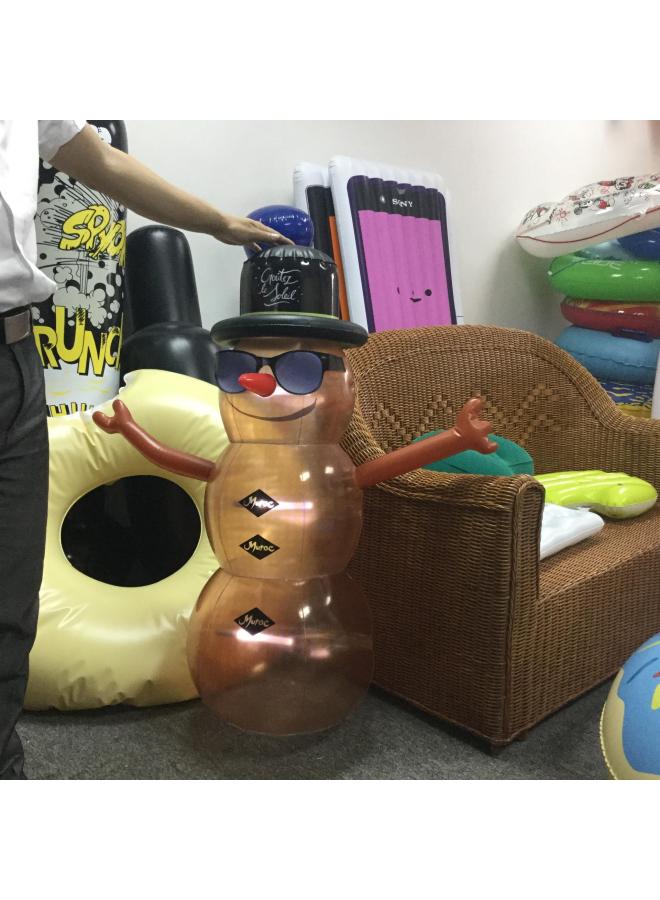 Custom Semi-transparent PVC Inflatable Snowman Inflatable Cartoon Model Children's Toy Advertising Display OEM-Color:Translucent  - Image 5