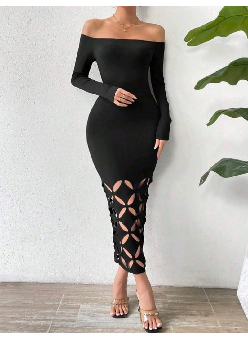 SHEIN Off Shoulder Cut Out Bodycon Dress - Image 4