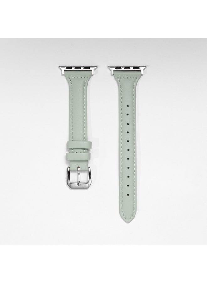 MSSM Suitable For Iwatch Strap 4/5/6/7/8ultra Apple First Layer Leather Small Man Waist Strap Slim Thin Leather - Image 1