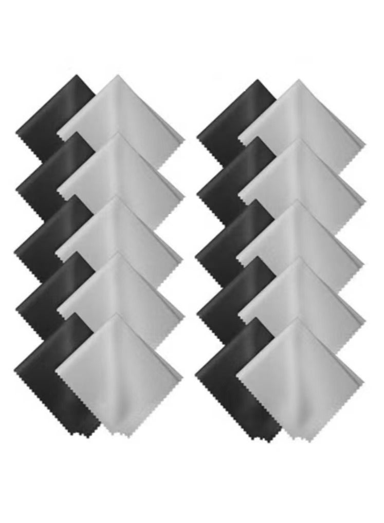 Captaintech 20 Pieces Microfiber Cleaning Cloths 14*17CM Screen Cleaning Cloths for Smart Phones Laptops Tablets Lens LCD Monitor TV Camera Eyeglasses Optical Cleaning Cloths (Black+Gray)  - Image 1