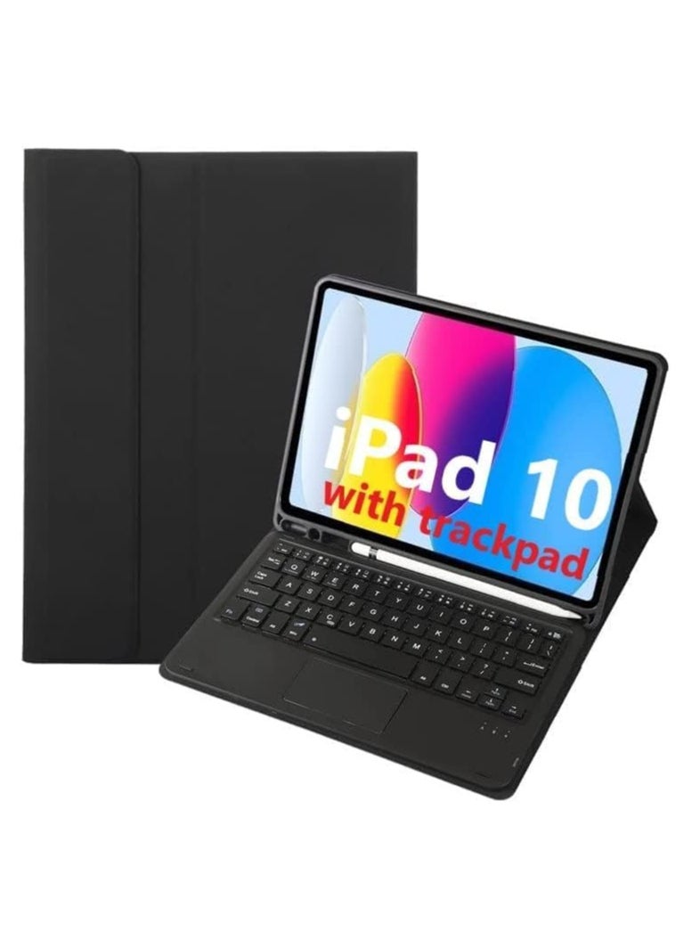 ELTRAZONE Keyboard Case Touch for iPad 10.9 inch 10th Generation 2022, Bluetooth Rechargeable Keyboard with Foldable Case & Trackpad & Pencil Slot & Adjustable Kickstand for New iPad 10 2022 Black  - Image 1