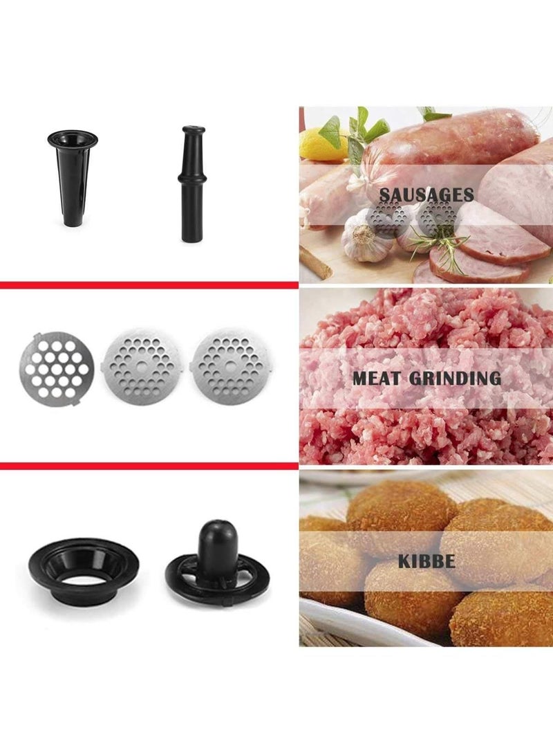 sokany 3200W Electric Meat Grinder 3 in 1 Professional Meat Mincer with 3 Stainless Steel Grinding Plates, 6.5L Capacity, Kubbe Sausage Accessory for Fast Grinding, Grinding Meat, Fish, Vegetables, Sausage Maker, Silver - Image 3