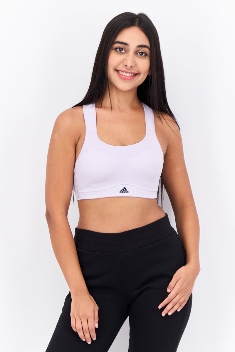 Adidas Women Sportswear Fit Brand Logo Sport Bra, Lavender - Image 1