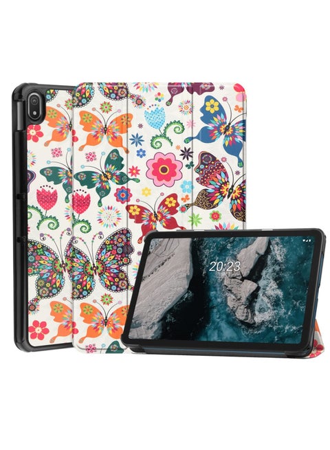 حافظة ذكية بغطاء صلب لهاتف Nokia T20 Tablet Case 10.4 Inch 2021 Butterfly