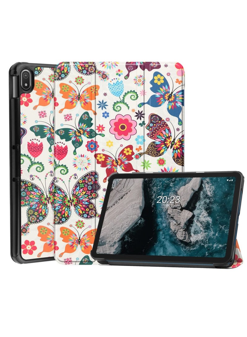 حافظة ذكية بغطاء صلب لهاتف Nokia T20 Tablet Case 10.4 Inch 2021 Butterfly