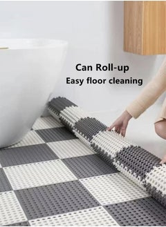 Kutis 12-Piece Bathroom Anti-slip Mats Kitchen Shower Toilet Hollow Floor Mat Spandex White/Grey 30 x 30 Centimeter  - Image 4