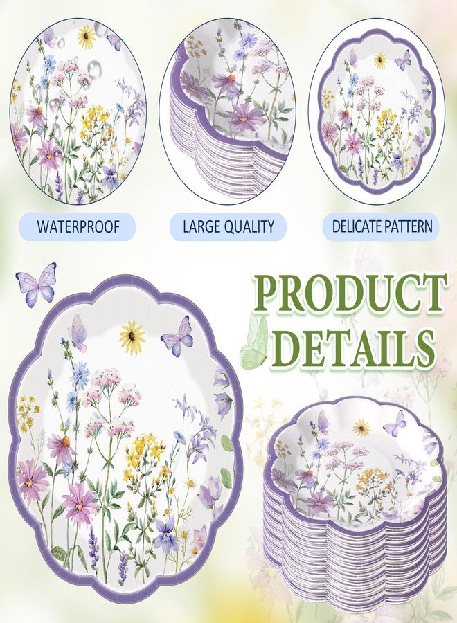 Funnymoom 60 Pcs 7 Inch Wildflower Paper Plates Spring Floral Disposable Party Plate for Dessert Summer Flower Scalloped Plate for Baby Bridal Shower Wedding Birthday Tea Party Decoration Supplies - Image 3