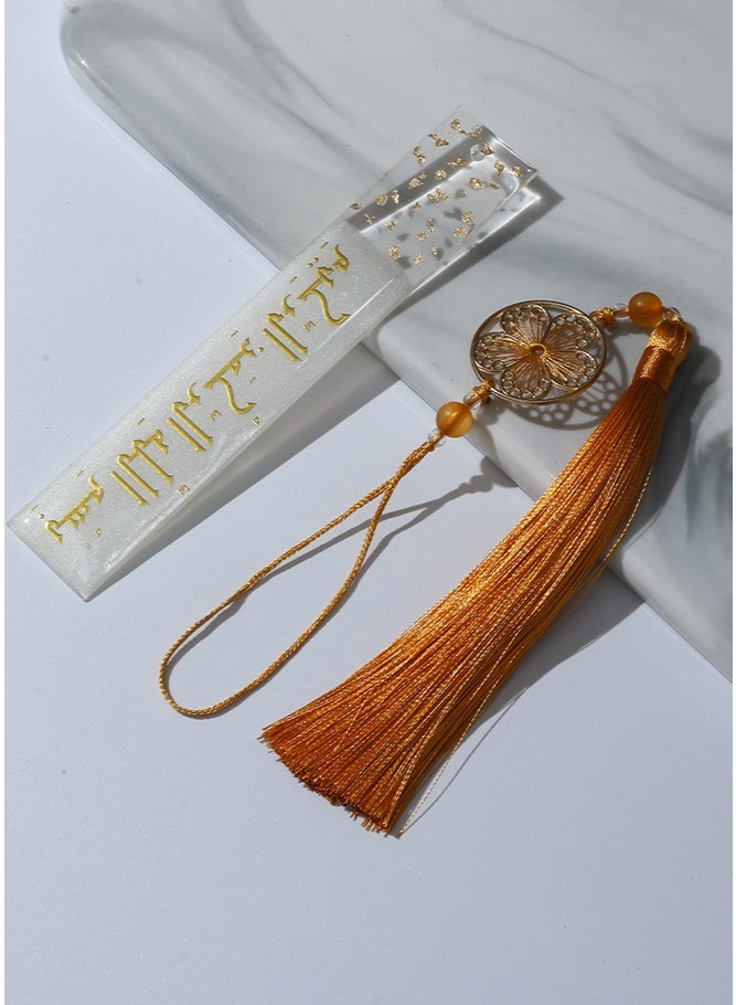 KeyAmor Elegant Handmade Bookmark – White Resin with Gold Foil Arabic Script “Bismillah” – Premium Islamic Gift  - Image 2