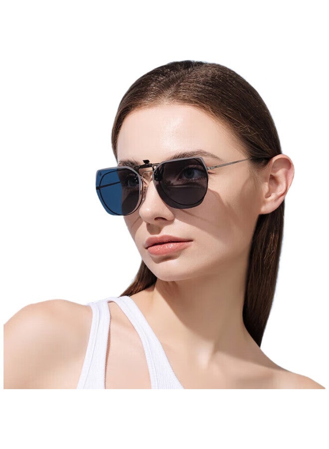VEGOOS Polarized Clip-On Driving Flip-Up Myopia Sunglasses Unisex 8026 Black Grey - Image 3