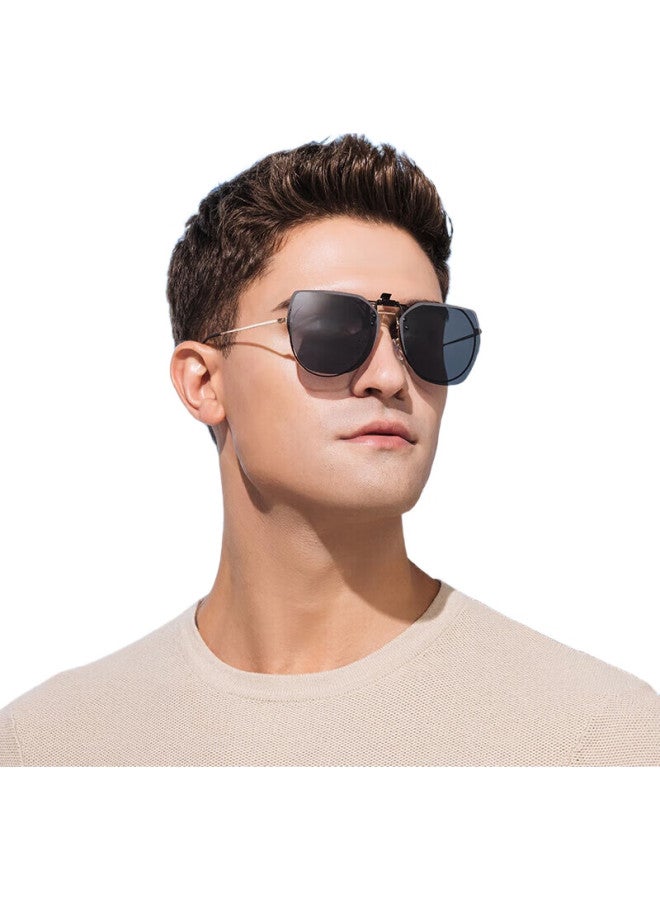 VEGOOS Polarized Clip-On Driving Flip-Up Myopia Sunglasses Unisex 8026 Black Grey - Image 2