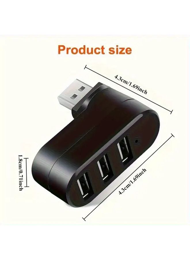 White 3 Port USB Hub Adapter Plug and Play Rotary Design for Laptop PC - Image 4