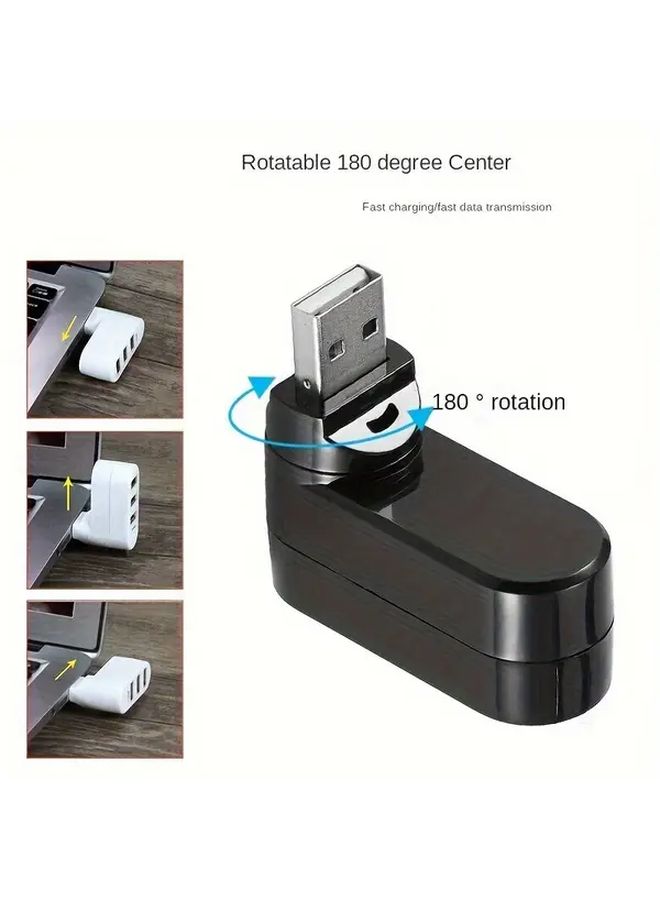 White 3 Port USB Hub Adapter Plug and Play Rotary Design for Laptop PC - Image 3