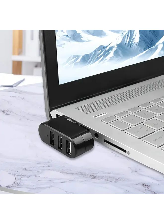 White 3 Port USB Hub Adapter Plug and Play Rotary Design for Laptop PC - Image 2