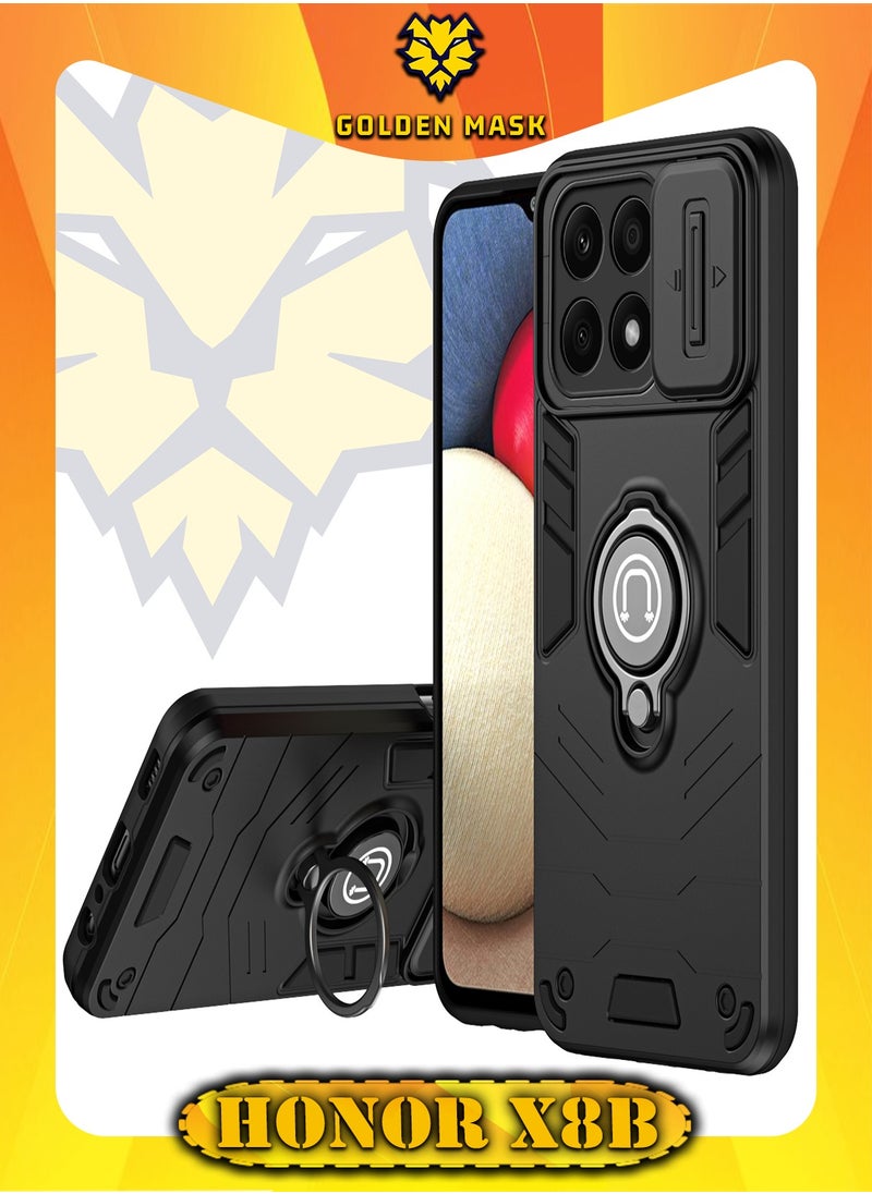 جولدن ماسك جولدن ماسك لهاتف هونر اكس 8 بي (Honor X8b) جراب الحماية الفائقه مع دبله معدانيه وباب جرار لحماية كاميرة الهاتف - (اسود)  - Image 2