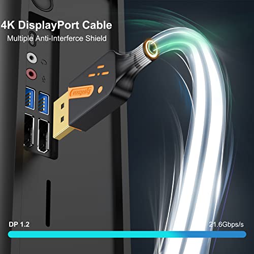 RyzzRooa DisplayPort Cable 3FT, 10-Pack DP to DP Cables, Display Port Male to Male Cable Adapter with 4K@60Hz, 2K@165Hz, 2K@144Hz, Support 3D, HDR for Gaming, Computer, TV, Monitor … - Image 4